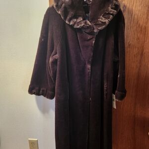 Jones New York Rich Brown Faux Fur Coat